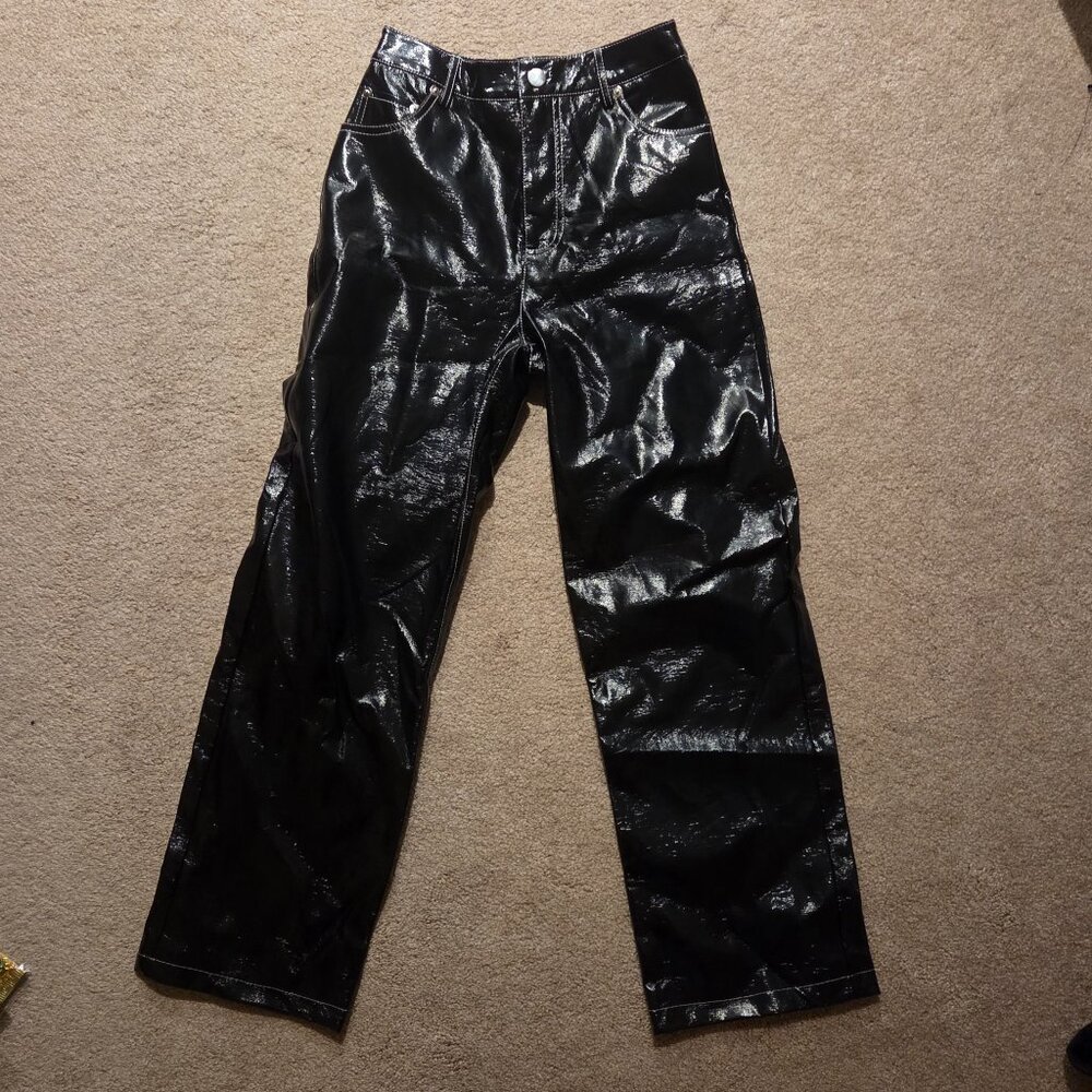 Forever 21 Black Straight Leg Patent Leather Pants
